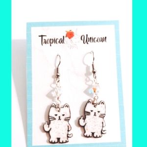 Funny Middle Cat Earrings